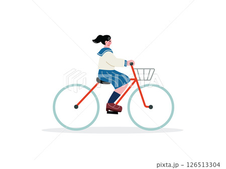 自転車に乗る女子高生 126513304