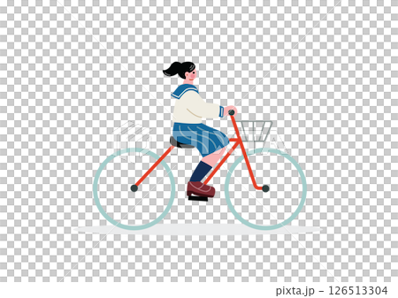 自転車に乗る女子高生 126513304