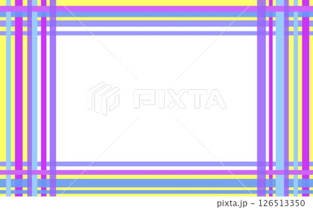 格子模様　フレーム　ホワイトスペース　イエロー　パープル　ブルー 126513350
