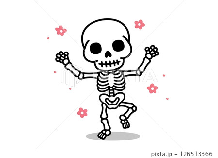 楽しそうに踊るかわいらしいガイコツのイラスト 楽しそうに踊るかわいらしいガイコツのイラスト 126513366