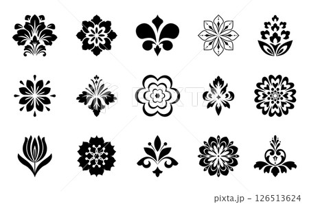 Flower icons set. Isolated elements for design. Vector graphics. Flower icons set. Isolated elements for design. Vector graphics. 126513624