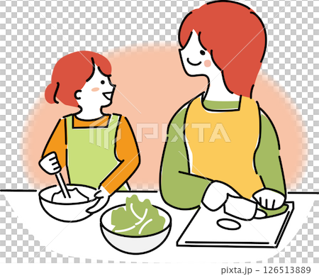 母と娘の料理 126513889