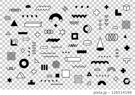 Geometry Minimal Line Decoration Abstract Shape Symbol Mark Memphis Geometric Illustration Vector 126514199