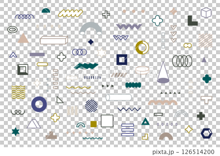 幾何学　ミニマル　線　装飾　抽象　図形　記号　マーク　メンフィス　ジオメトリック　イラスト　ベクター 126514200