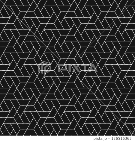 Seamless geometric grid, a combination of hexagons and triangles, background material, swatch compatible, black 126516363