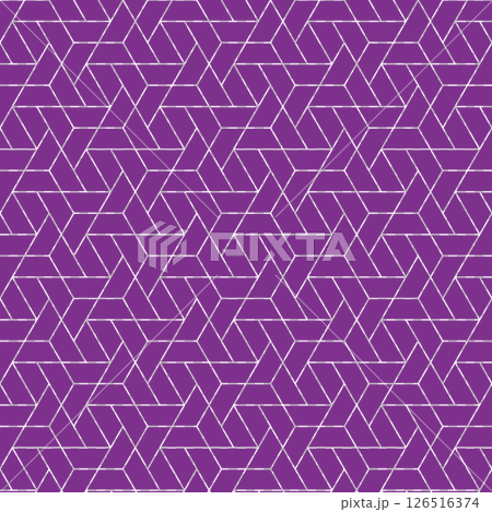 Seamless geometric grid pattern, combination of hexagons and triangles, background material, swatch compatible, purple 126516374