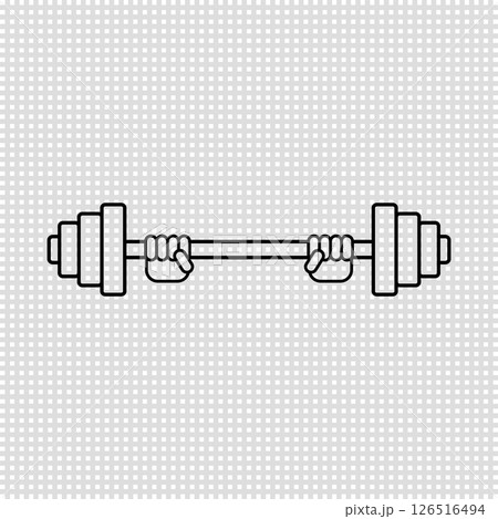 Hands lifted barbell weight. Transparent isolated outline vector illustration. Hands lifted barbell weight. Transparent isolated outline vector illustration. 126516494