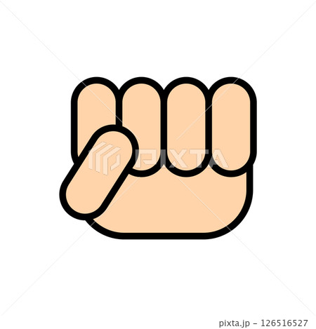 Fingers clenched into a fist. Outline and line style. Simple minimal colored vector illustration on white background. 126516527