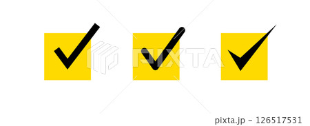 3パターンの黒と黄色のチェックボックス 126517531