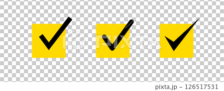 3パターンの黒と黄色のチェックボックス 126517531