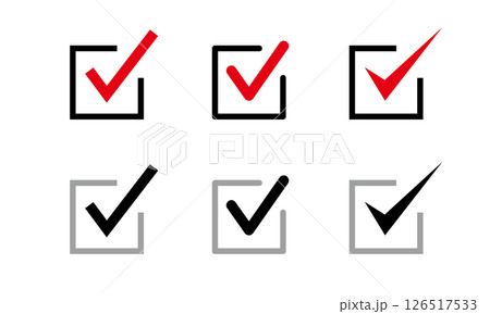 赤と黒のチェックボックス チェックマークのセットイラスト 126517533