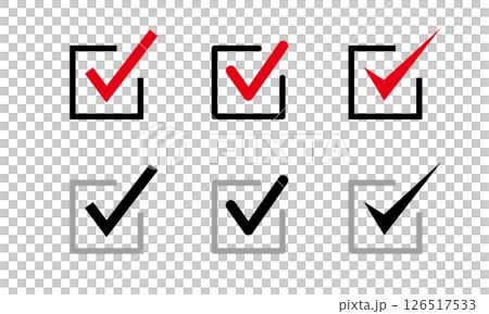 赤と黒のチェックボックス チェックマークのセットイラスト 126517533