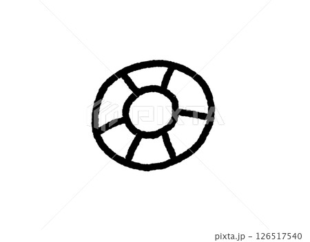 ゆるくて可愛いモノクロ浮き輪アイコン 126517540