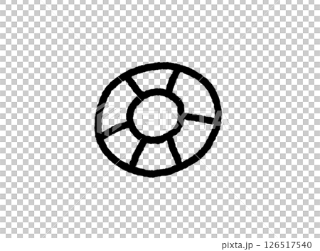 ゆるくて可愛いモノクロ浮き輪アイコン 126517540