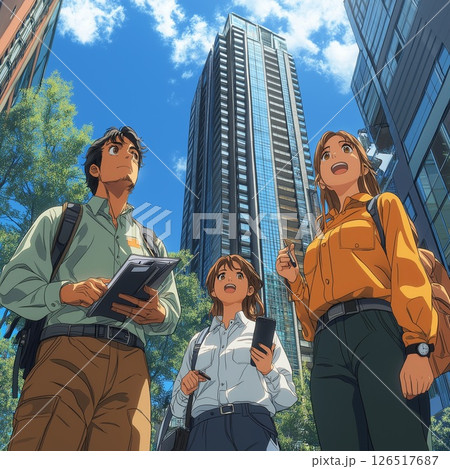 測量に来た3人の建築会社社員 126517687
