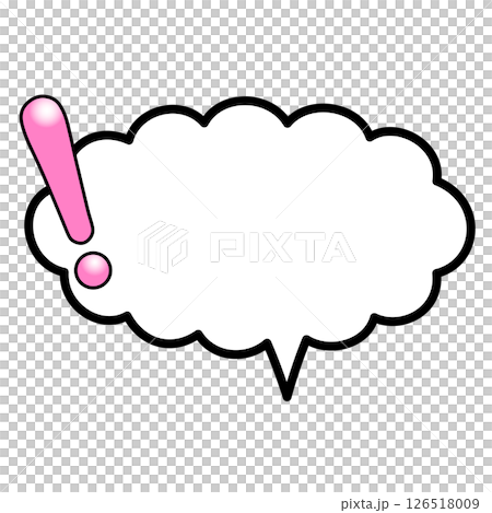 一個光滑的粉紅色雲狀對話泡泡，右側有一個感嘆號 126518009