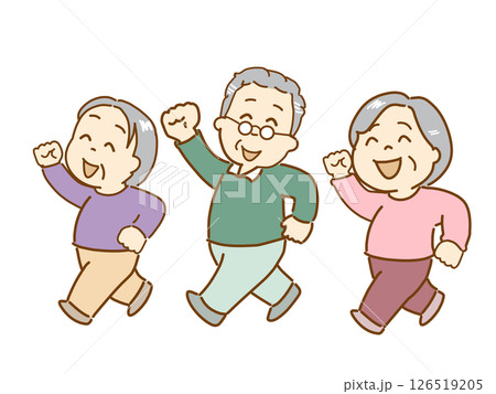 健康維持のウオーキングをする高齢者 健康維持のウオーキングをする高齢者 126519205