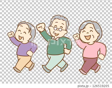Elderly people walking to maintain their health 126519205
