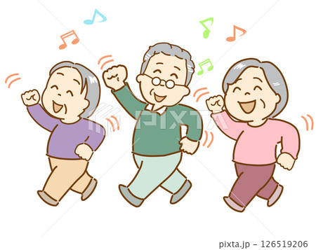 健康維持の為リズム運動をする高齢者 健康維持の為リズム運動をする高齢者 126519206
