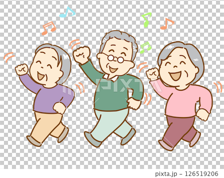 健康維持の為リズム運動をする高齢者 健康維持の為リズム運動をする高齢者 126519206