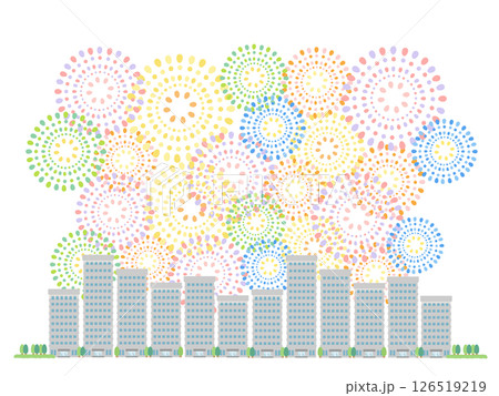 花火  マンション  高層ビル  街並み  建物  イラスト 126519219