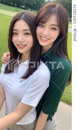 ゴルフコースでの若い女性のポートレート 126519224