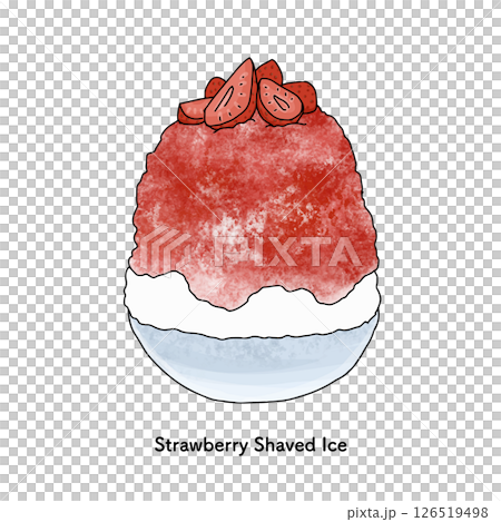 草莓刨冰的線條畫插圖 草莓刨冰的線條畫插圖 126519498