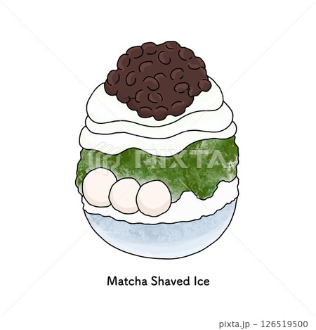 抹茶クリームのかき氷　線画のイラスト 126519500