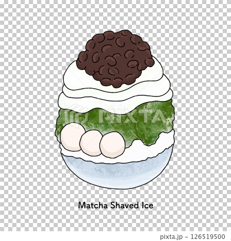 抹茶クリームのかき氷　線画のイラスト 126519500