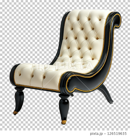 Luxurious chaise with gold accents and plush upholstery for elegance 126519635