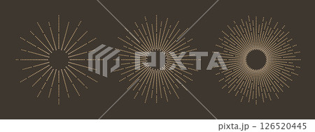 Bohemian sunburst, starburst, firework design. Abstract magic modern boho sun, star frame. Vector sparkle rays, flashes. Bohemian sunburst, starburst, firework design. Abstract magic modern boho sun, star frame. Vector sparkle rays, flashes. 126520445