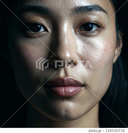 30代女性 すっぴん顔のアップ 30代女性 すっぴん顔のアップ 126520716