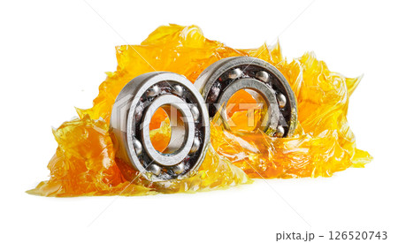 Grease and ball bearing, Blue premium quality synthetic lithium complex grease, high temperatures and machinery lubrication for automotive and industrial. 126520743