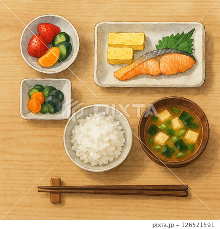 和朝食フラットレイ(木目ヘルシー) 和朝食フラットレイ(木目ヘルシー) 126521591