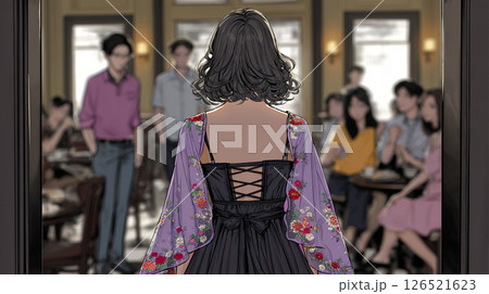 ドレスアップした女性の後ろ姿 ドレスアップした女性の後ろ姿 126521623