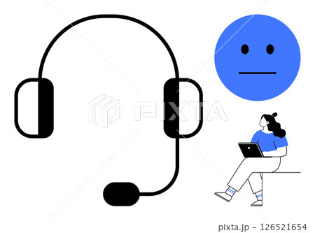 Headset symbol for customer service, neutral...のイラスト素材 [126521654] - PIXTA