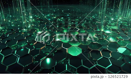 ゲーム背景　デジタルワールドイメージハニカム構造の抽象化背景 126521729