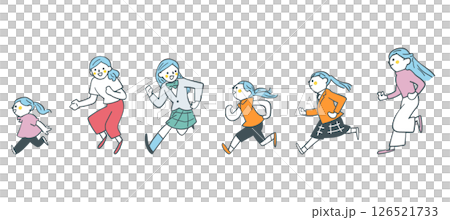 Growing up: The growth of a running girl Stock illustration material that can be used for education 126521733