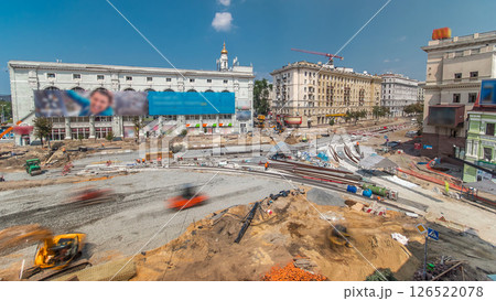 Work bulldozer on the construction of a road timelapse Work bulldozer on the construction of a road timelapse 126522078