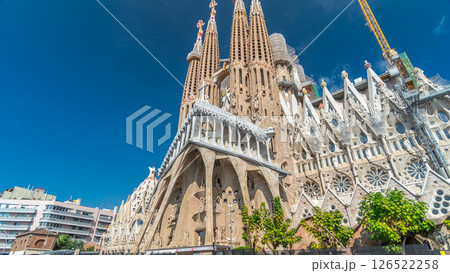 Sagrada Familia, a large Roman Catholic church in Barcelona, Spain timelapse hyperlapse Sagrada Familia, a large Roman Catholic church in Barcelona, Spain timelapse hyperlapse 126522258