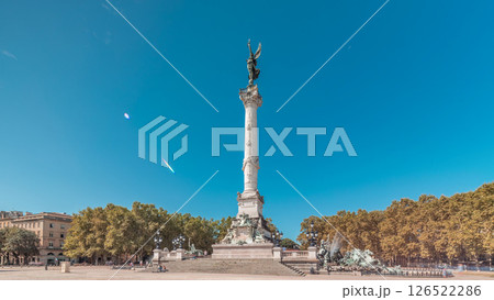 Monument Aux Girondins on Esplanade Des Quinconces timelapse hyperlapse in Bordeaux, France 126522286