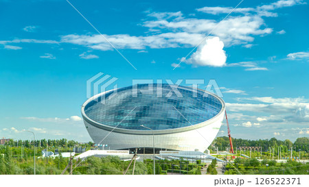 Nazarbayev Center and blue tower, with clouds ond reflection. Astana, Kazakhstan 126522371