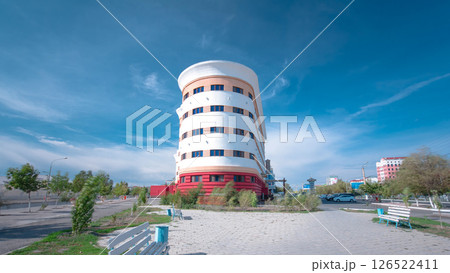 Modern buildings in city Atyrau timelapse hyperlapse. Modern buildings in city Atyrau timelapse hyperlapse. 126522411