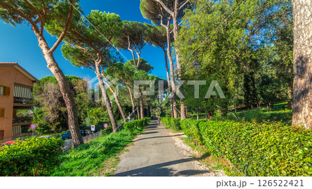 Villa Doria Pamphili park in beautiful town of Albano Laziale timelapse hyperlapse, Italy 126522421