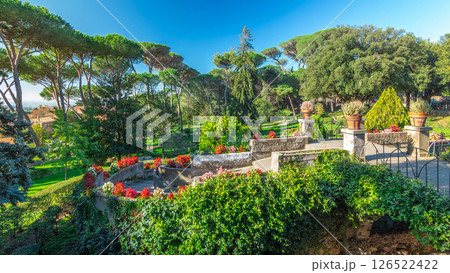 Villa Doria Pamphili park in beautiful town of Albano Laziale timelapse hyperlapse, Italy 126522422