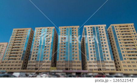 Modern new towers in Ajman timelapse hyperlapse. Cityscape of Ajman. 126522547