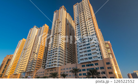 Modern new towers in Ajman timelapse hyperlapse. Cityscape of Ajman. 126522552