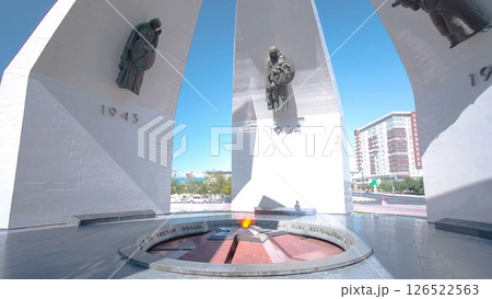 Stela with portraits of Mangistau heroes of the Great Patriotic War at the Eternal Flame timelapse hyperlapse Stela with portraits of Mangistau heroes of the Great Patriotic War at the Eternal Flame timelapse hyperlapse 126522563