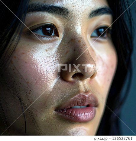 30代女性 すっぴん顔のアップ 30代女性 すっぴん顔のアップ 126522761