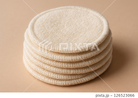 Stacked Reusable Makeup Remover Pads with Cotton Texture and Soft Shadow 126523066